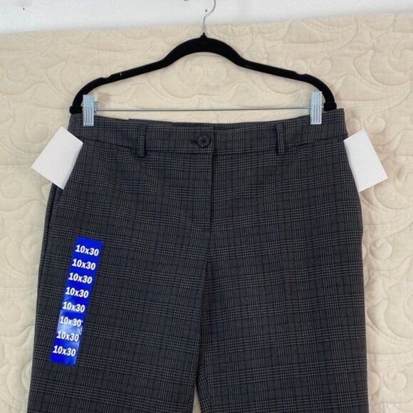 NEW Hilary Radley Gray Plaid Dress Pants Straight Leg Trousers - Picture 10 of 13
